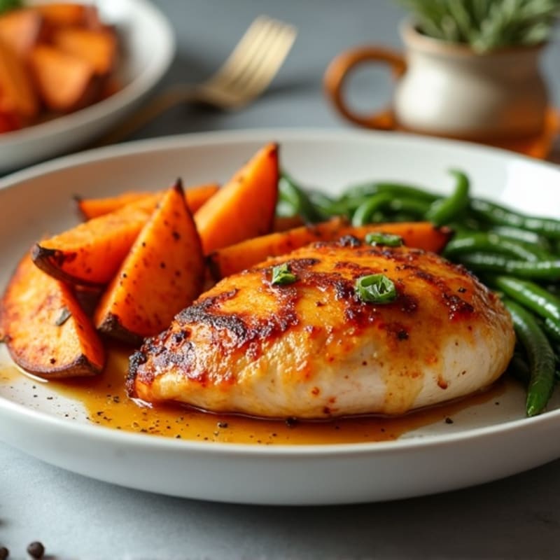 Honey-Glazed Chicken with Roasted Sweet Potato Wedges