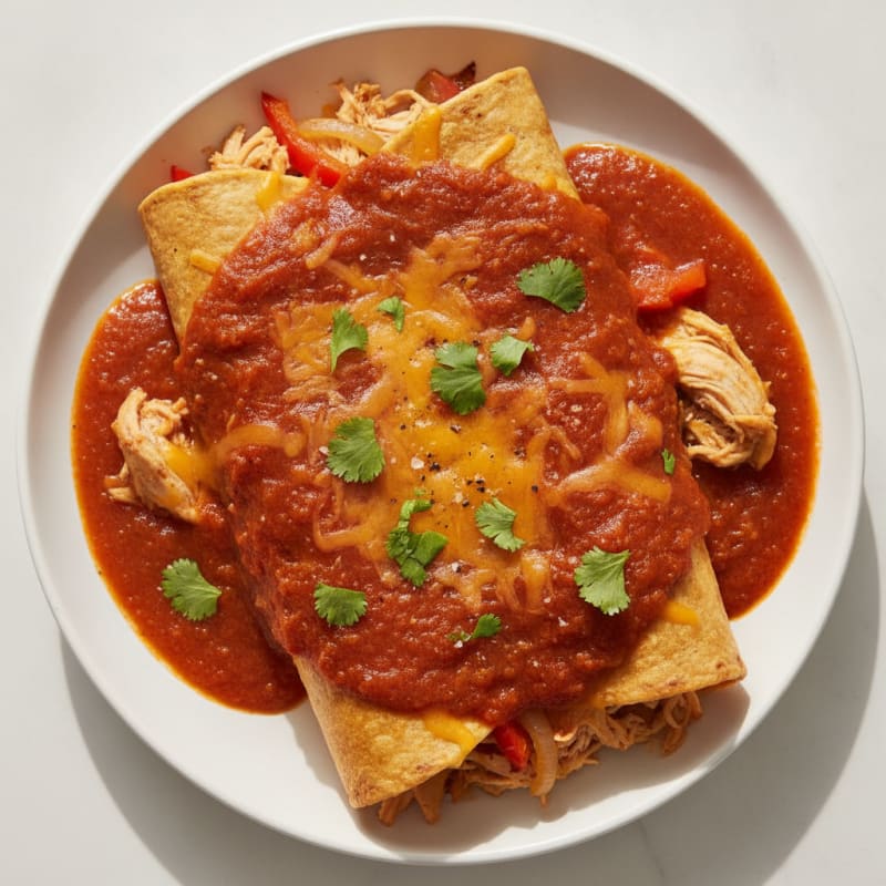 Mexican Chicken Enchiladas with Red Chili Sauce