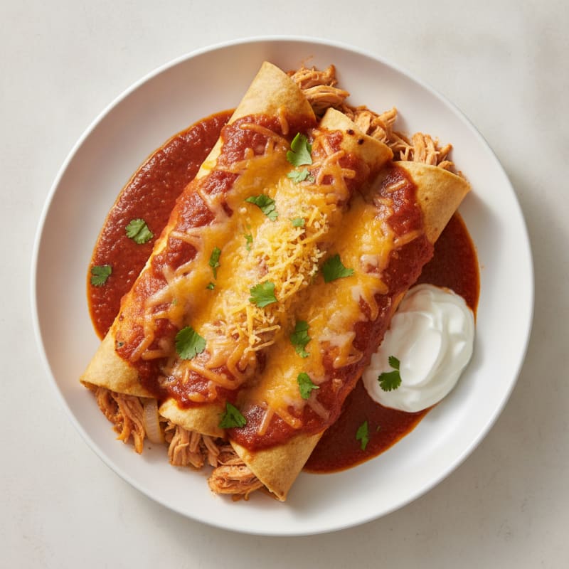 Chicken Enchiladas with Red Chili Sauce