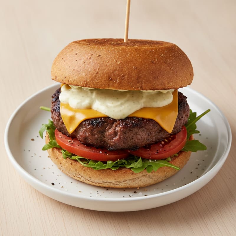 Bison Cheeseburger with Garlic Aioli
