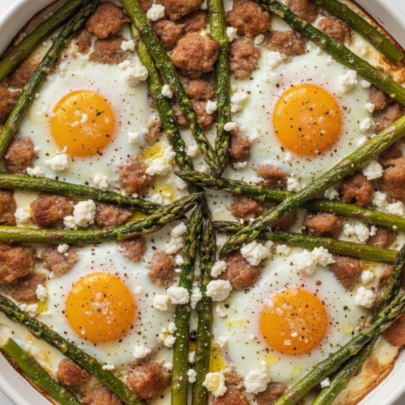 Baked Eggs with Roasted Asparagus