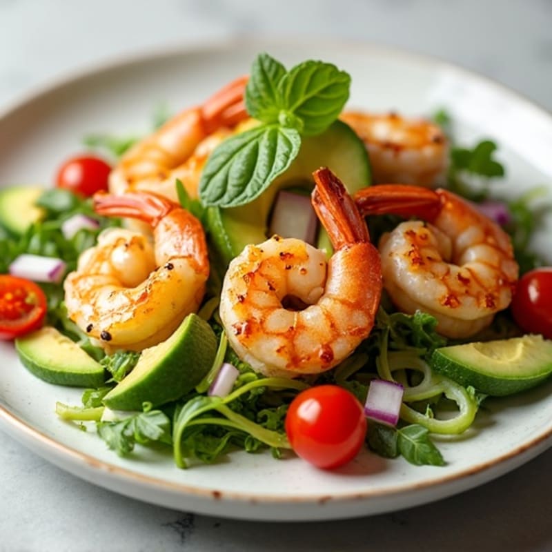 Citrus-Garlic Grilled Shrimp with Crispy Avocado Salad