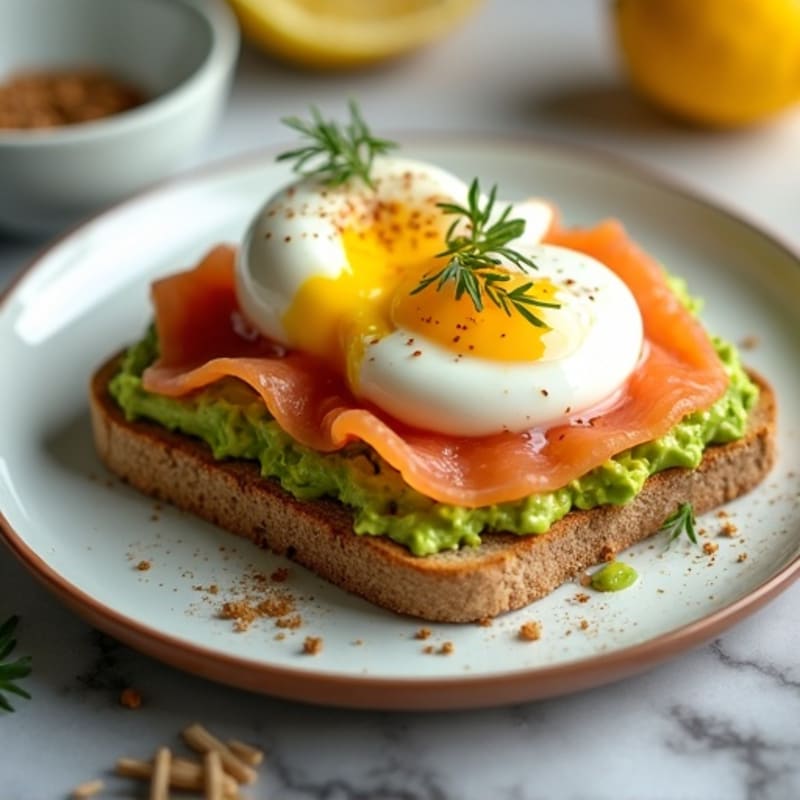 Smashed Avocado Toast with Soft-Poached Eggs and Smoked Salmon
