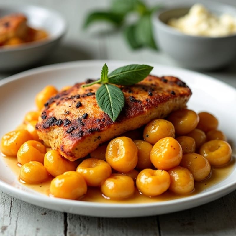 Herb-Roasted Sweet Potato Gnocchi with Sage Brown Butter and Pan-Seared Chicken