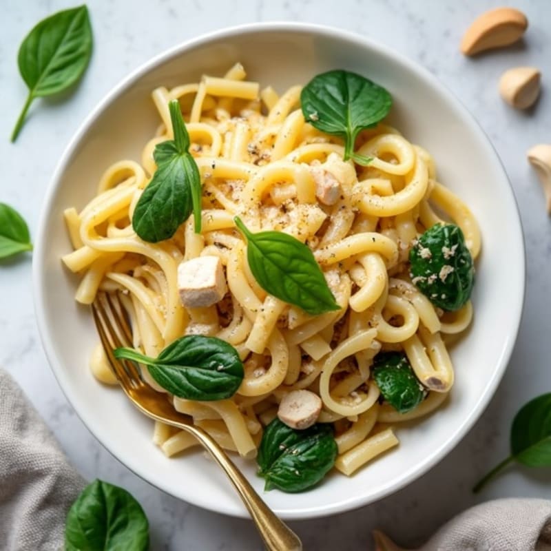Creamy Cashew Alfredo Pasta with Fresh Spinach