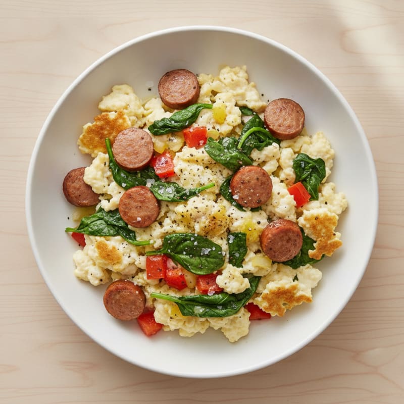 Egg White Scramble with Spinach and Turkey Sausage