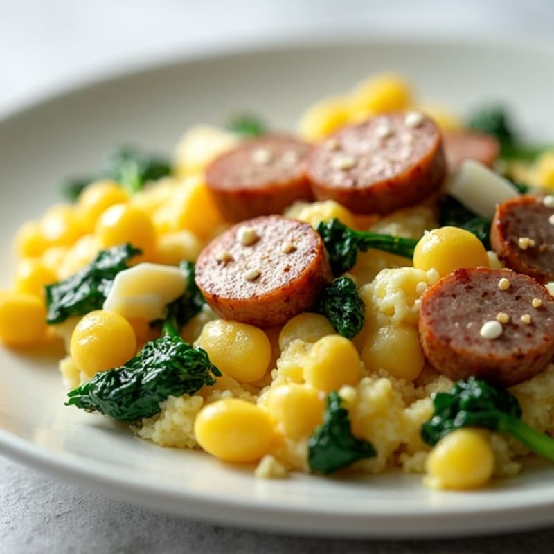 Egg White Scramble with Turkey Sausage and Spinach
