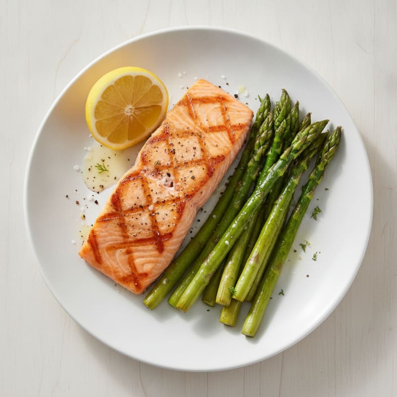 Pan-Seared Salmon with Roasted Asparagus
