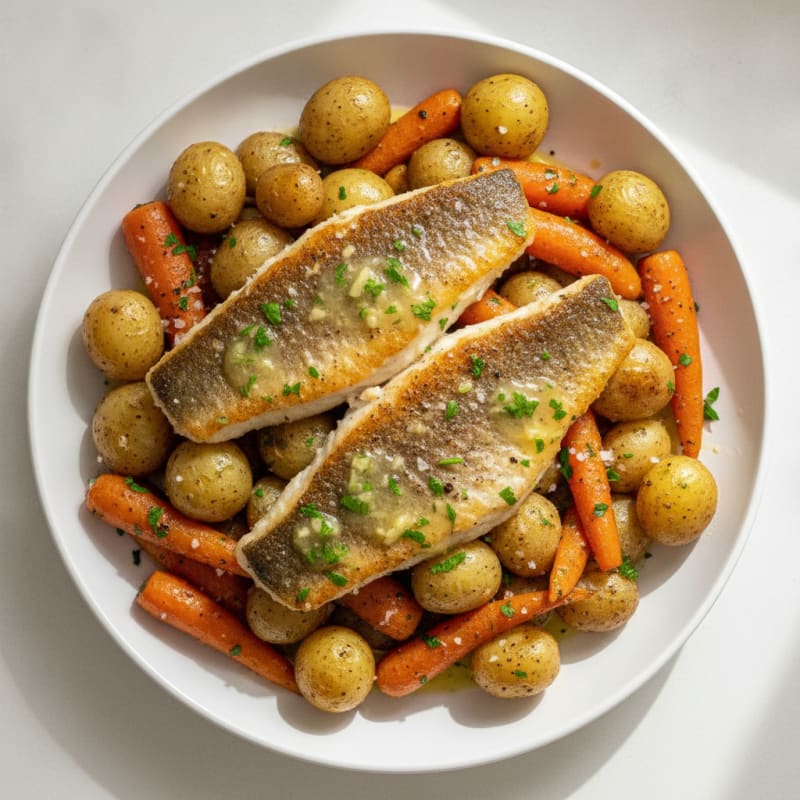 Barramundi with Roasted Root Vegetables