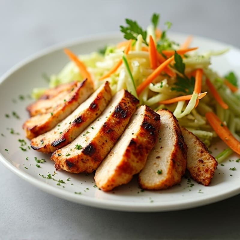 Grilled Chicken Breast with Crunchy Cabbage Slaw