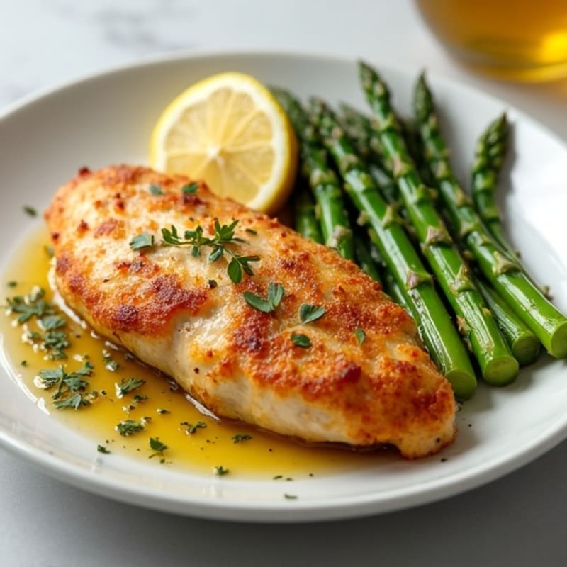 Crispy Lemon Herb Chicken with Roasted Asparagus