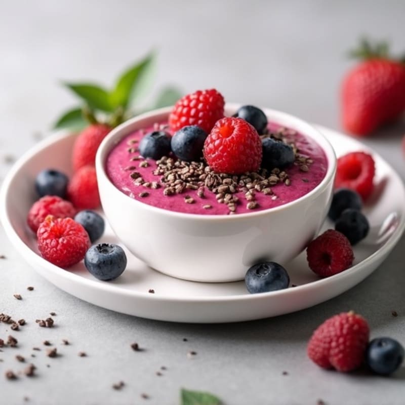 Silky Greek Yogurt Protein Pudding with Mixed Berries