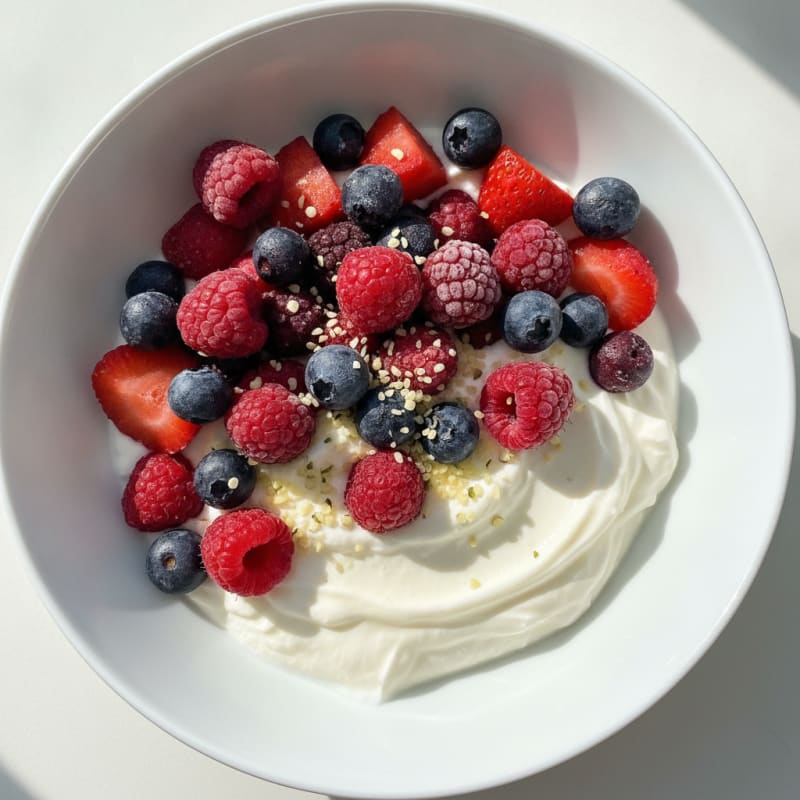 Creamy Greek Yogurt Protein Bowl with Mixed Berries and Whey