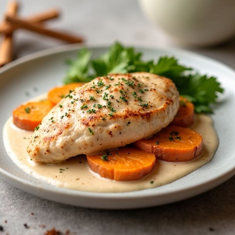Creamy Chicken and Sweet Potato Bake with Cinnamon