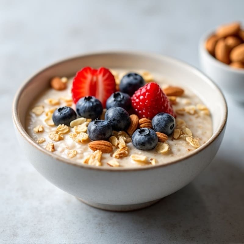 Creamy Protein Oatmeal with Fresh Berries and Crunchy Nuts