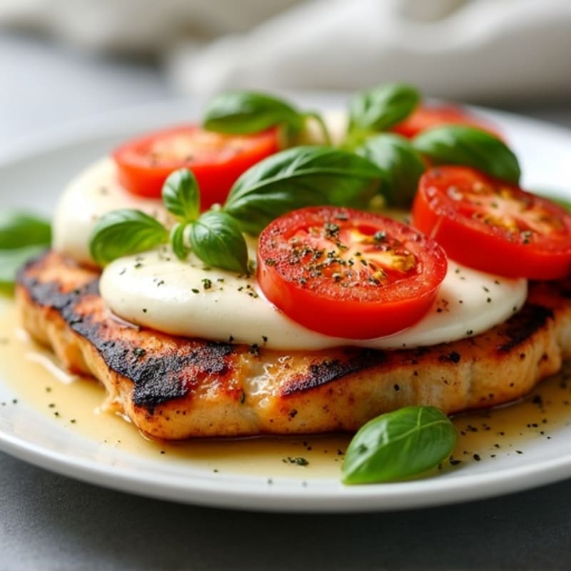 Grilled Chicken with Creamy Mozzarella, Fresh Tomatoes, and Basil