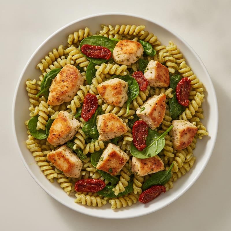 Pesto Chicken Pasta with Sun-Dried Tomatoes