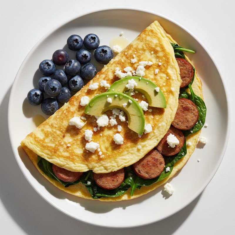 Egg White Spinach Omelet with Turkey Sausage