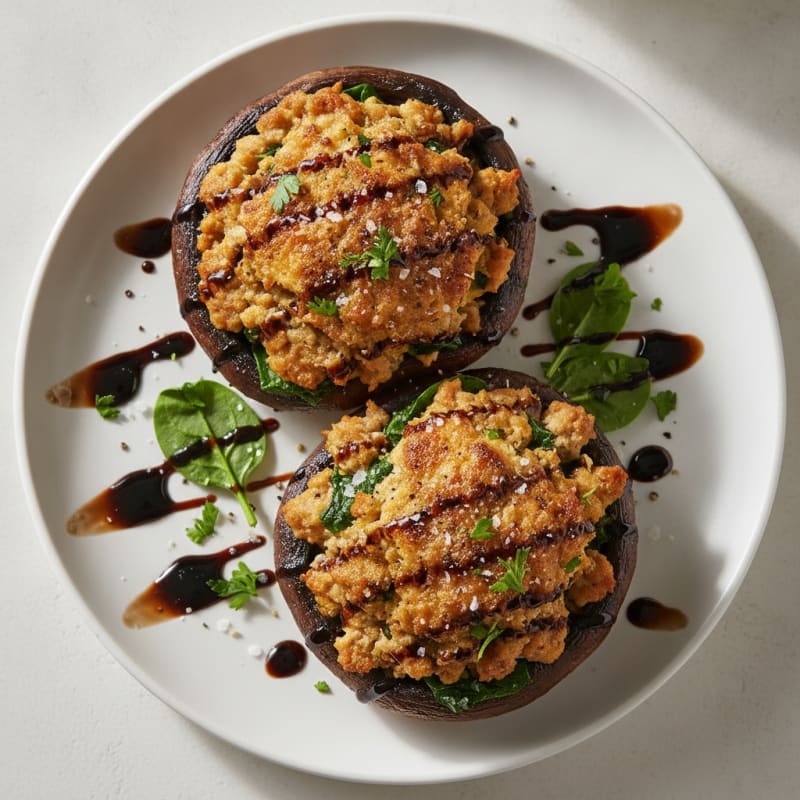 Herb-Stuffed Portobello Mushrooms with Balsamic Glaze