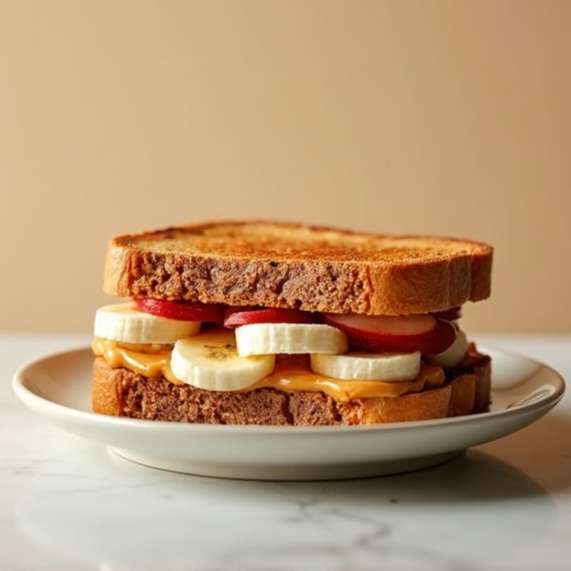 Warm Peanut Butter and Fruit Stuffed Whole Grain Toast