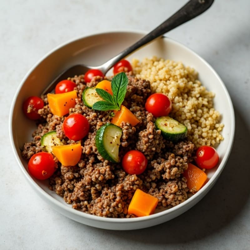 Herb-Seasoned Lean Ground Beef Skillet with Roasted Vegetables
