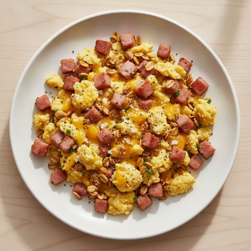 Savory Ham and Cheese Scramble with Toasted Oats