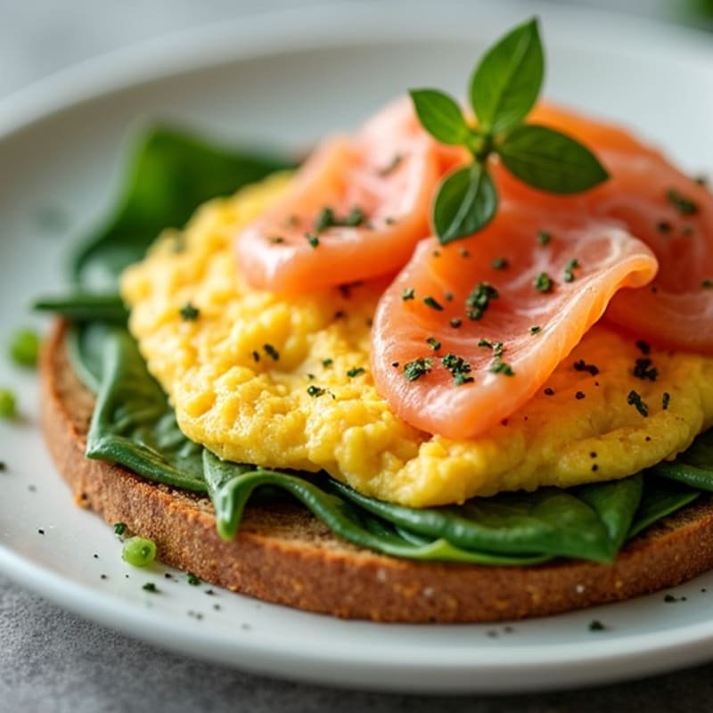 Crispy Smoked Salmon and Egg White Scramble with Spinach