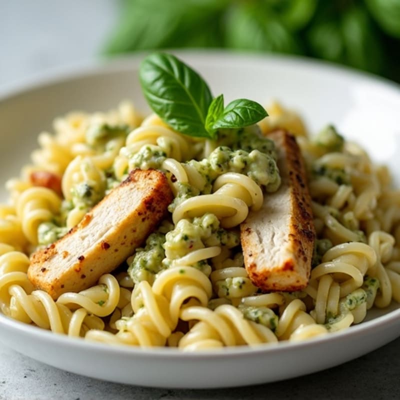 Creamy Pesto Chicken Pasta with Fresh Basil