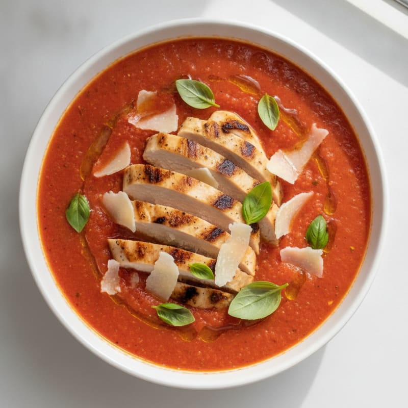 Roasted Tomato Basil Soup with Parmesan