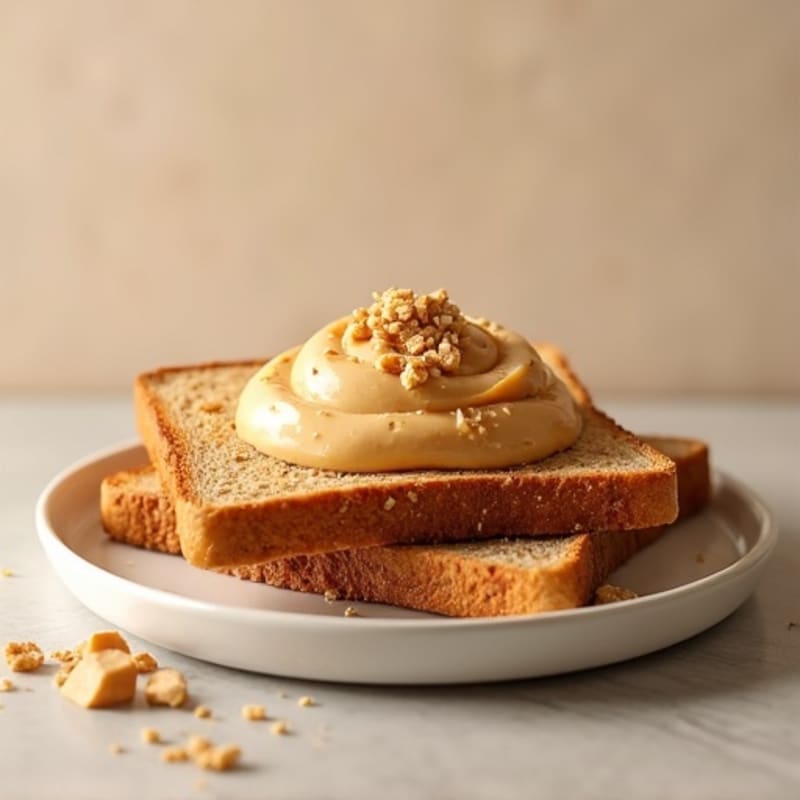 Peanut Butter Whole Grain Toast with Creamy Vanilla Protein Swirl