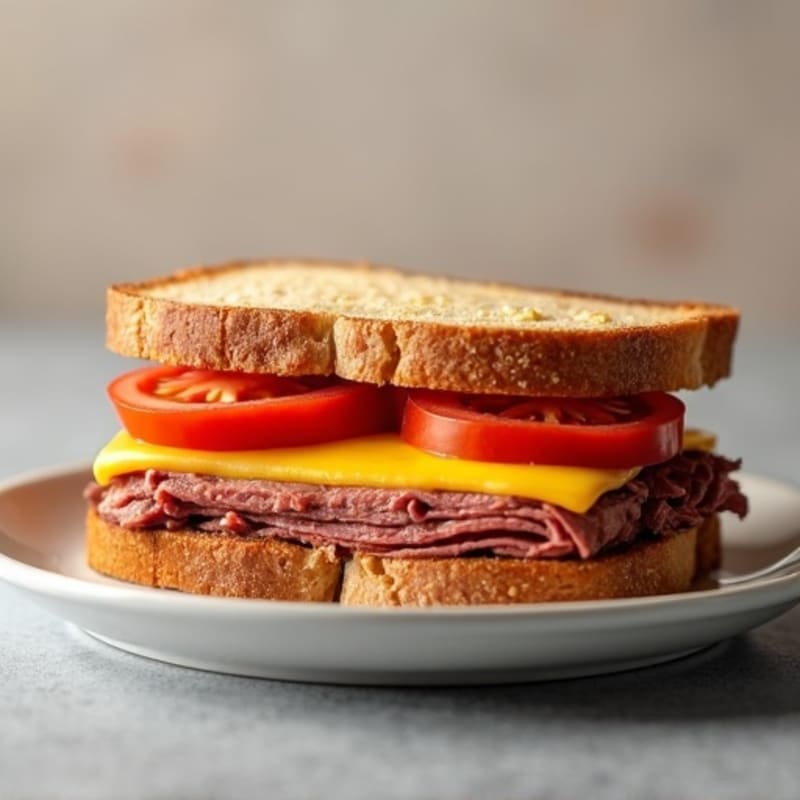 Lean Roast Beef and Sharp Cheddar Open-Face Sandwich