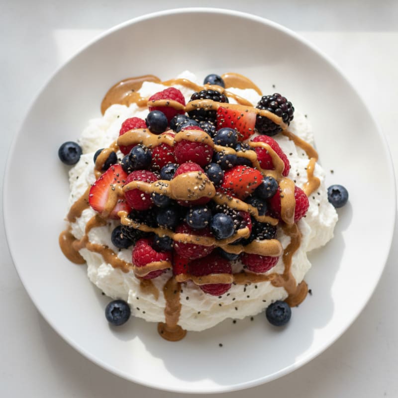 Greek Yogurt Protein Mousse with Mixed Berries