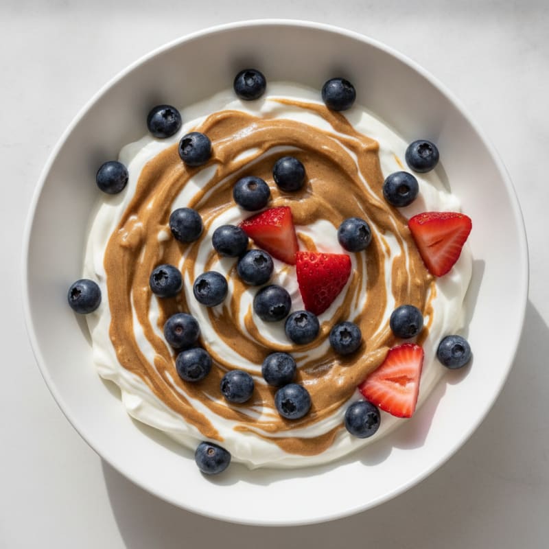 Vanilla Greek Yogurt Protein Bowl with Almond Butter and Berries