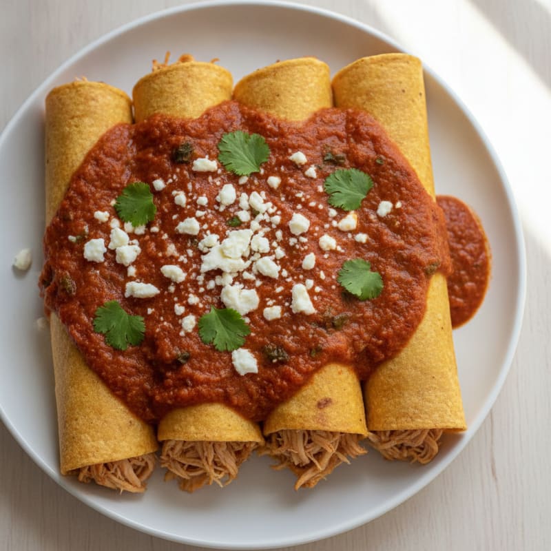 Mexican Chicken Enchiladas with Ranchero Sauce