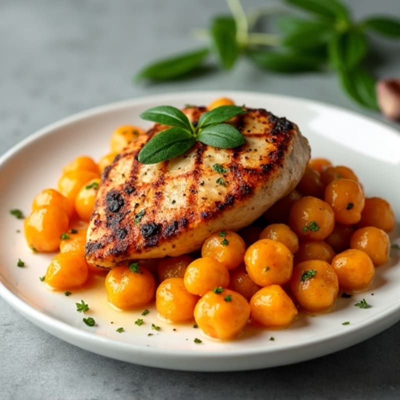 Herb-Roasted Sweet Potato Gnocchi with Sage Brown Butter & Seared Chicken