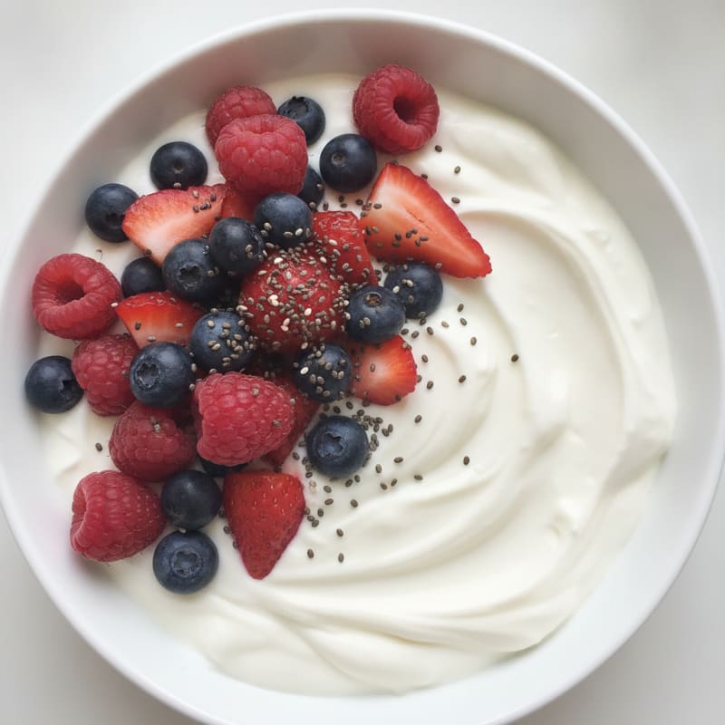 Greek Yogurt Protein Pudding with Fresh Berries