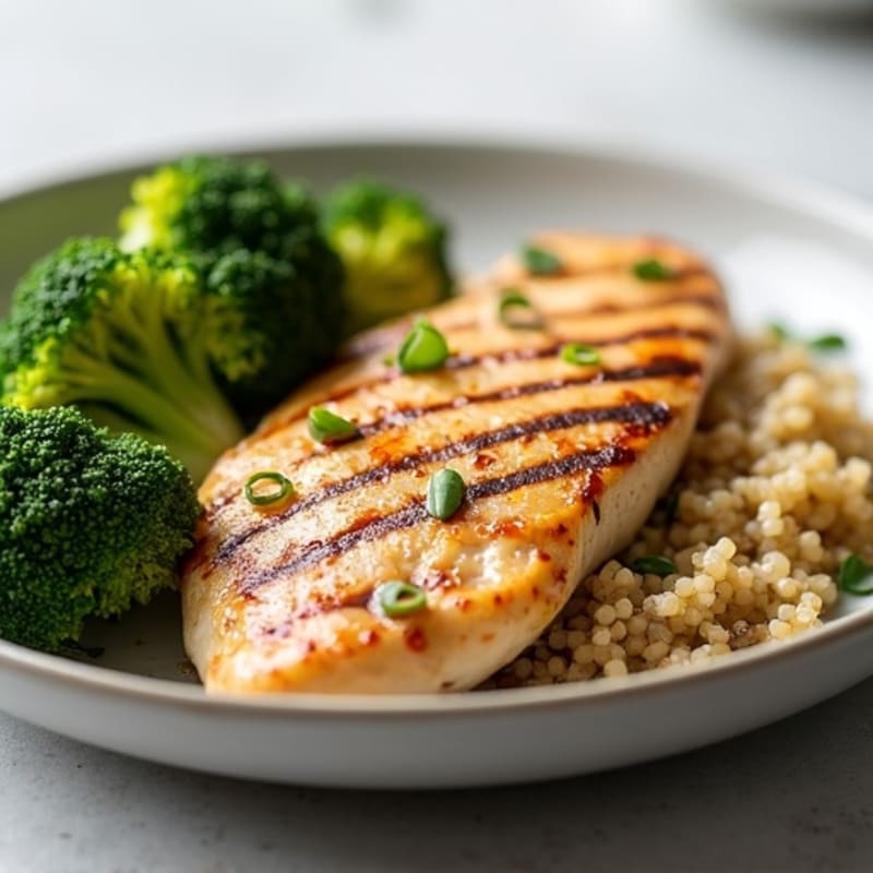 Grilled Chicken Breast with Roasted Broccoli and Quinoa