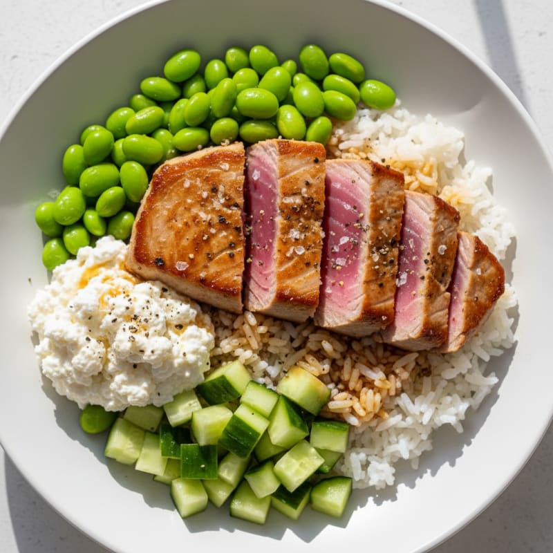 Seared Tuna Rice Bowl with Edamame