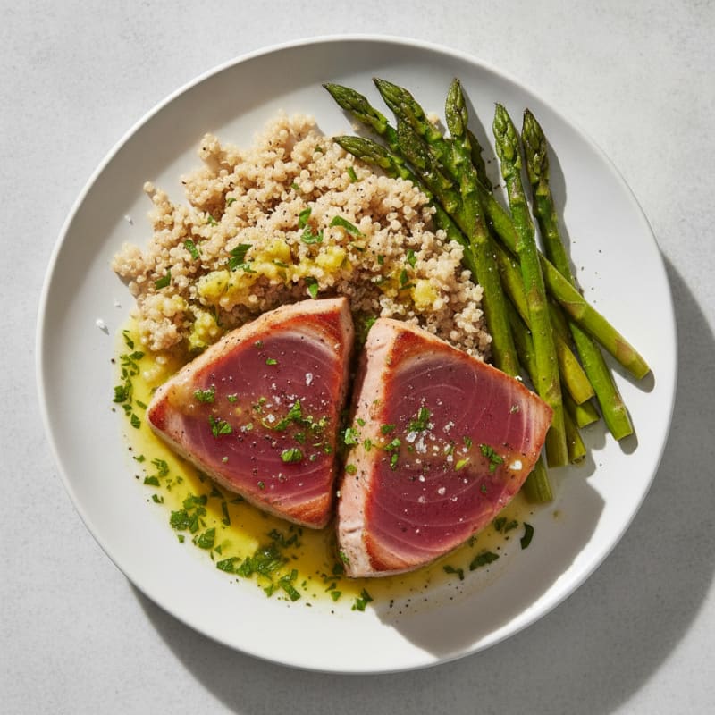 Pan-Seared Tuna with Lemon-Herb Sauce