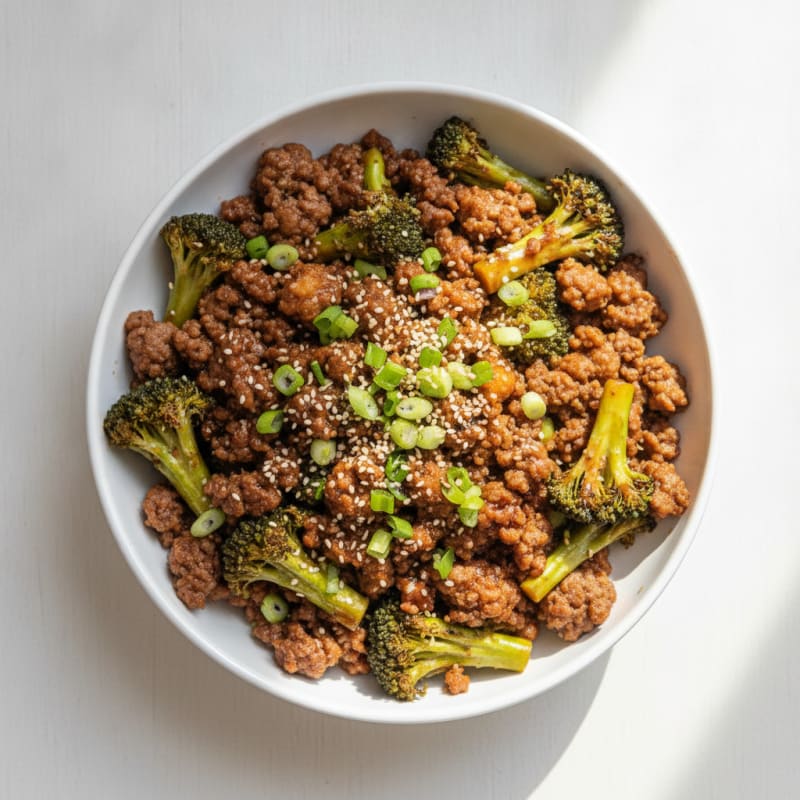 Teriyaki Ground Beef Bowl with Marinade