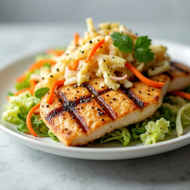 Grilled Chicken Breast with Crunchy Cabbage Slaw