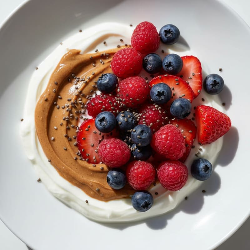 Creamy Greek Yogurt Bowl with Almond Butter and Mixed Berries