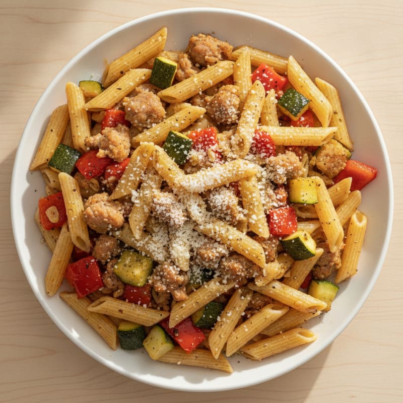 Sausage Pasta with Roasted Vegetables