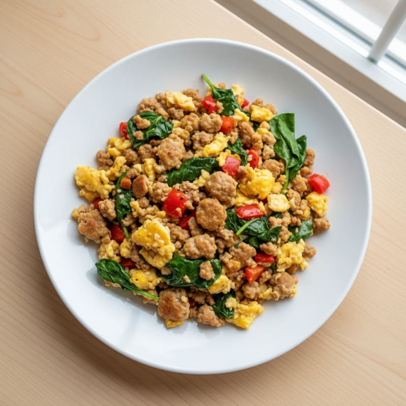 Keto Sausage and Egg Scramble
