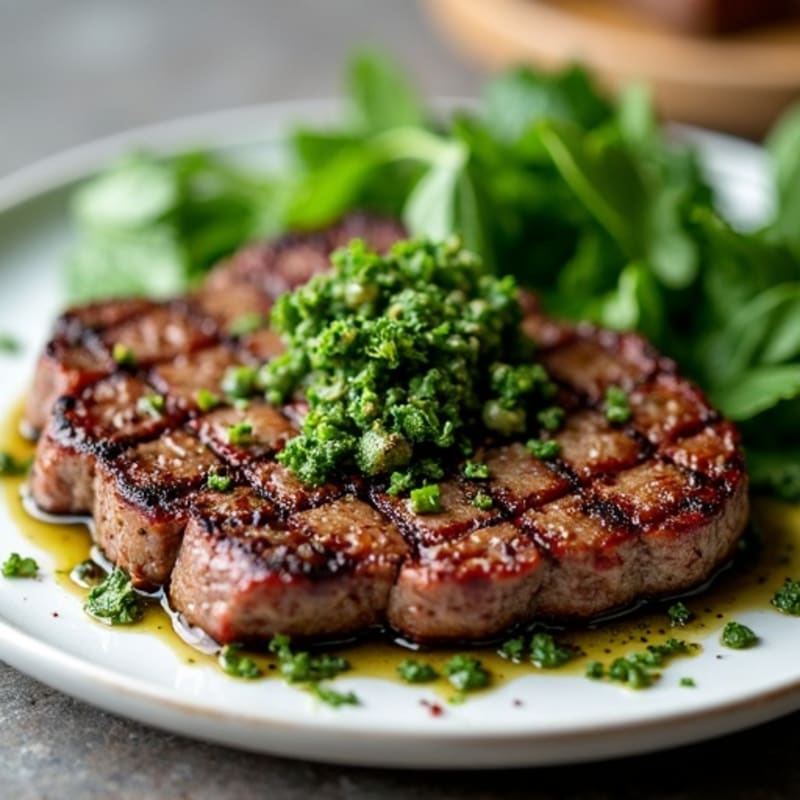 Herb-Crusted Flank Steak with Fresh Chimichurri