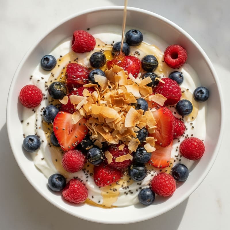 Creamy Greek Yogurt with Mixed Berries and Chia Seeds