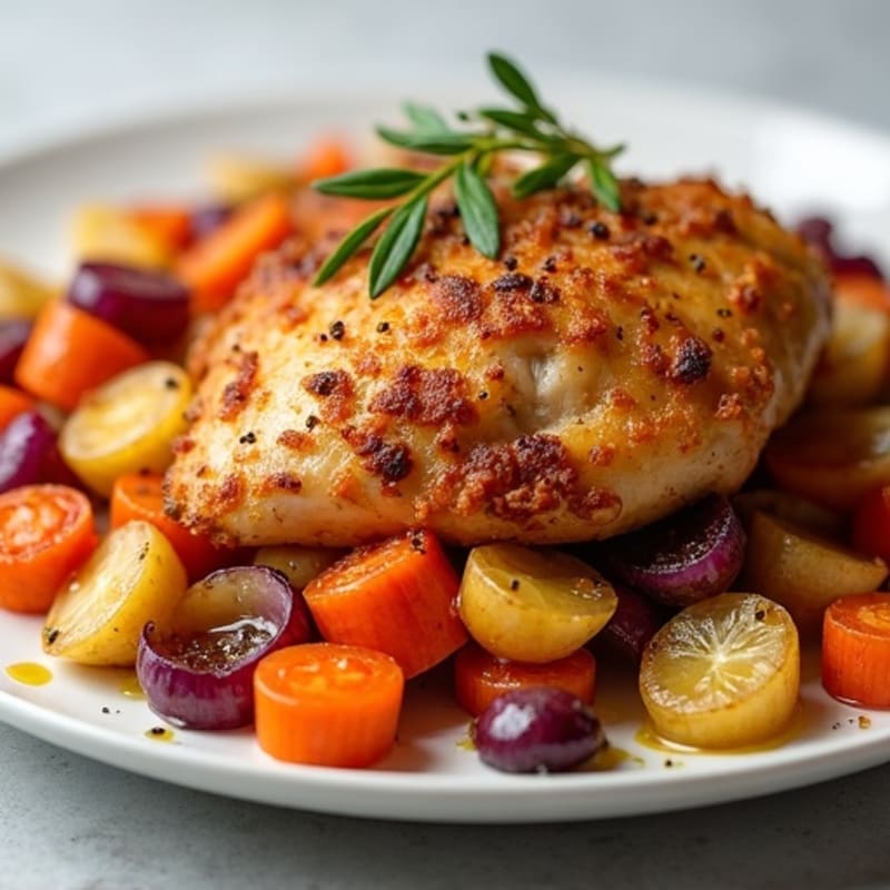 Crispy Baked Chicken with Roasted Root Vegetables