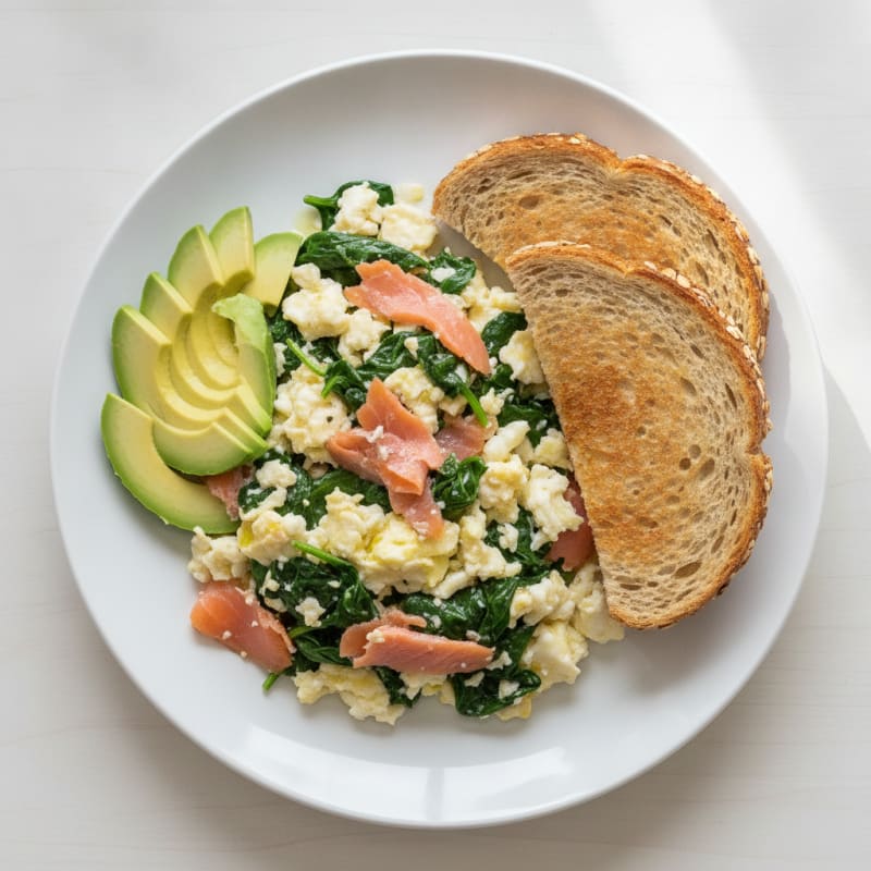 Egg White and Smoked Salmon Scramble with Spinach