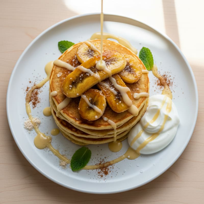 Golden Caramelized Banana Pancakes