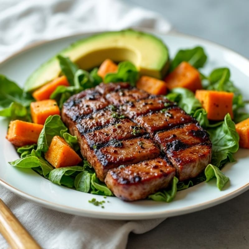 Grilled Steak Salad with Roasted Sweet Potato and Avocado